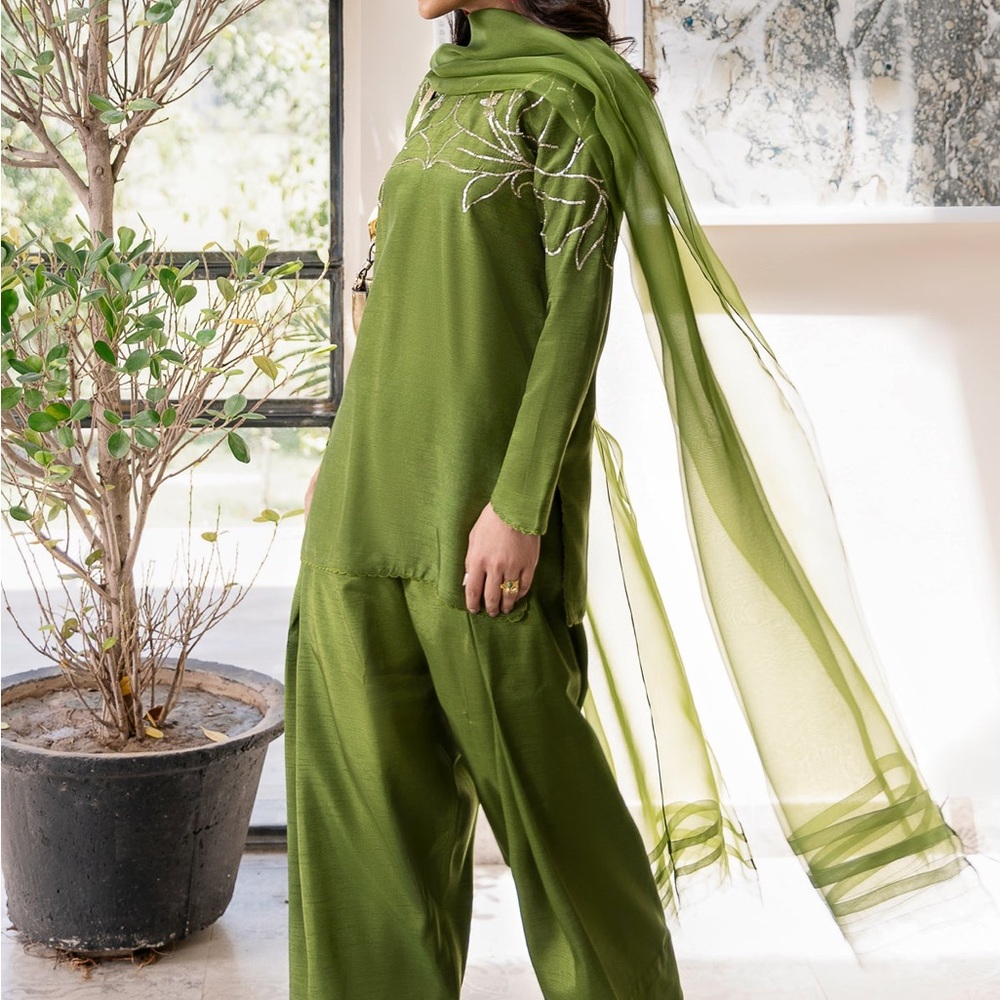 Zainab Zulfiqar Alana Olive Outfit
